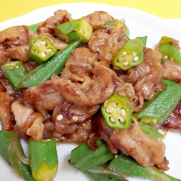 夏バテ対策！(^^)牛肉とオクラの生姜醤油炒め♪